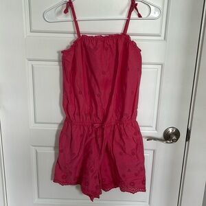 Pink  gap romper youth size large with flower pattern